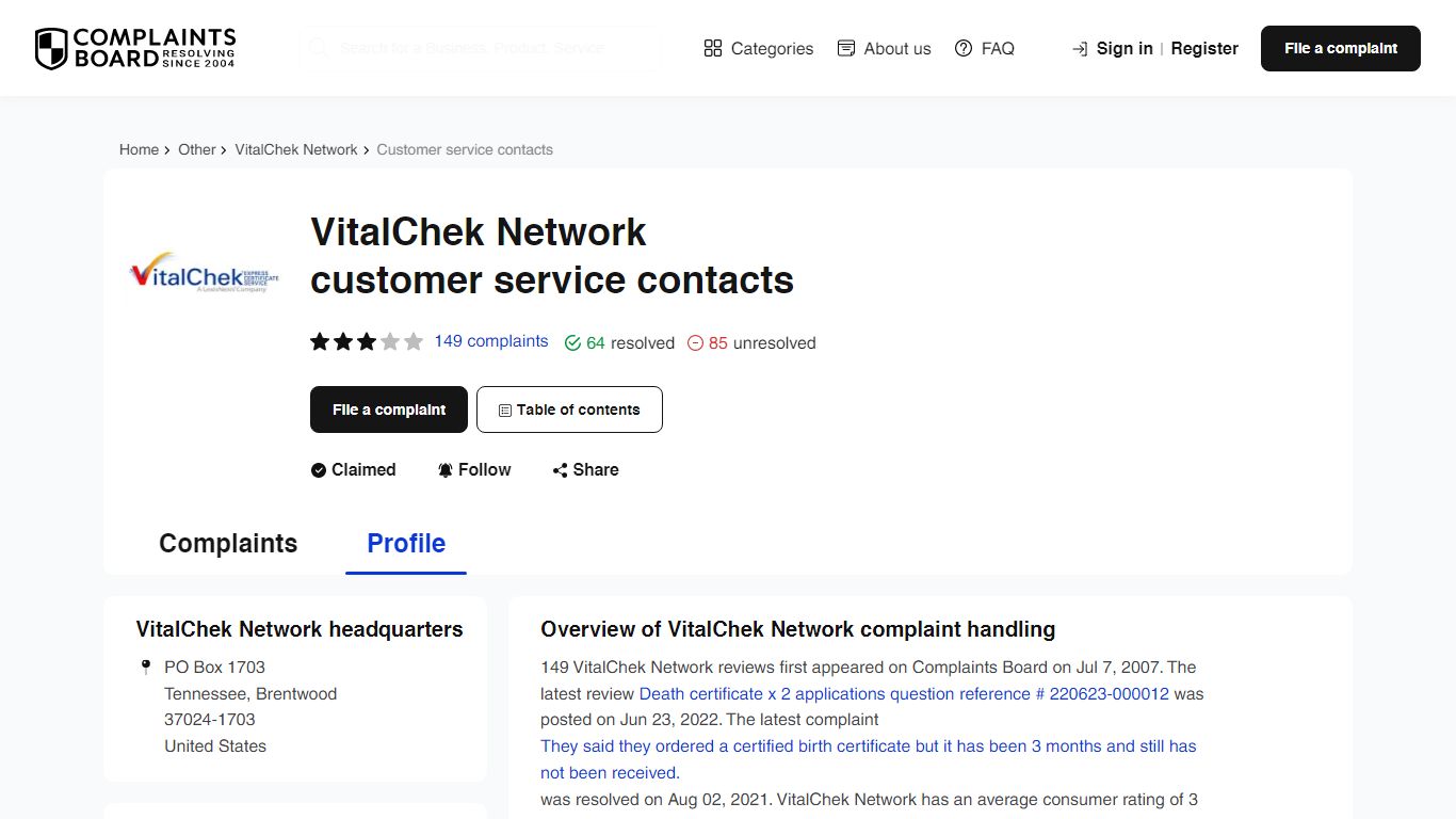 VitalChek Network Contact Number, Email, Support, Information